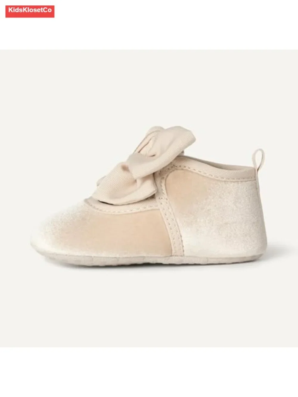 Baby Girls Mary Jane Shoes Velvet Bow Detail Elastic Strap